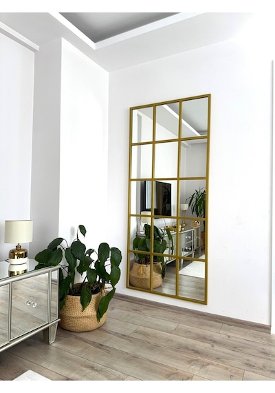 Effe Gold Metal Çerçeveli 5/3 Model 180x80 Cm Dekoratif Ayna