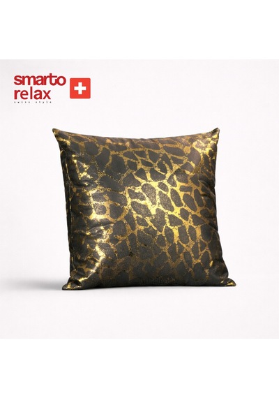 Smarto Relax Dolgulu Kırlenttekli Antibakteriyel Desenli Dekoratif 45x45 Cm Siyah - Altın