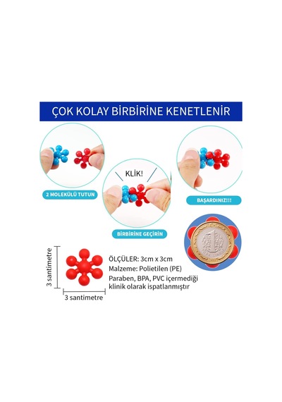 Happens Master Molekül Eğitici Yaratıcı Oyuncak Kar Tanesi Yapı Taşları 5 Renk 120 Parça