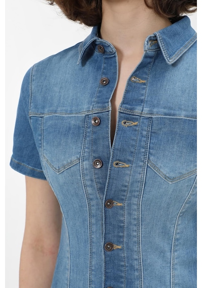 Banny Jeans Kadın Boydan Düğmeli Jean Elbise Mavi
