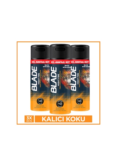 Blade Night Fire Erkek Deodorant 3x200 Ml Leke Bırakmaz