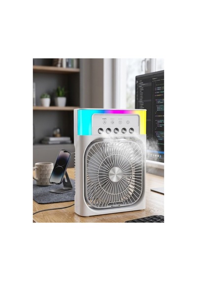 Su Püskürtmeli Mini Klima Fan Usb Şarjlı Masaüstü Soğutucu Rgb Işıklı - Hs08372653-4565 Renkli