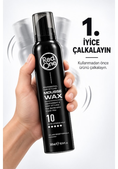 Redone Profesyonel Hair Styling Mousse Wax Ultra Strong Hold No:10 & Ultra Güçlü Tutuşlu Köpük Wax 300 Ml
