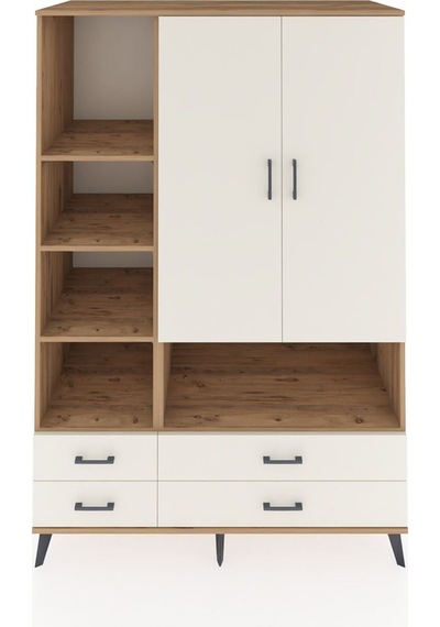 Kronos Dolap 8 Raflı 4 Çekmeceli 2 Kapaklı 132x59x195 Çam-ayt... Çam