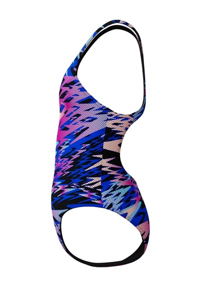 Speedo Hyperboom Print Medalist Kadın Yüzücü Mayosu mavi