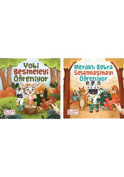 Yapbozlu Kitap Seti 2 Kitap Meraklı Zebra Selamlaşmayı Öğreniyor + Yobi Besmeleyi Öğreniyor