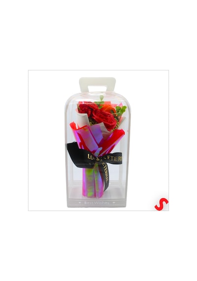 Pvc Kutulu,kırmızı Güllü Yapay Çiçek Buketi 25cmx13cm Renkli