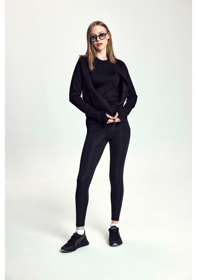 Scorp Athena Kadın Fermuarlı Koşu Sweatshirt Siyah Standart