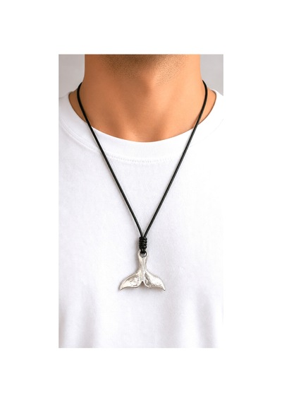 Kore İp Askılı Ve Krom Çelik Kaplamalı Unisex Tribal Kolye Kkrm-07 Gümüş7