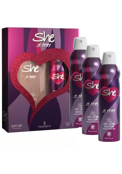 She Sexy 4 Adet 150 Ml Deo Sprey + 1 Adet 50 Ml Kadın Parfüm Seti Tatlı