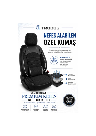 Fiat Tipo 1990-2000 Uyumlu Levante Serisi Füme Beyaz Oto Koltuk Kılıfı