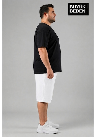 Superlife Erkek Büyük Beden Şort 3xl-6xl Rahat Kesim Diz Altı Günlük Şort-spr26bsr591 Ekru