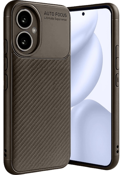 Honor 400 Uyumlu Kılıf Karbon Tasarım Kamera Korumalı Silikon Telefon Kılıfı Kapak Kahverengi