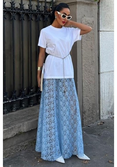 Dogutrend Maxi Dantel Etek 4047 Mavi