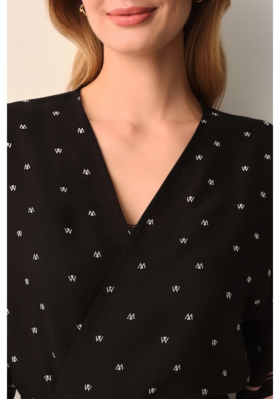 Suwen Monogram Kısa Sabahlık Sh26514615911 Siyah