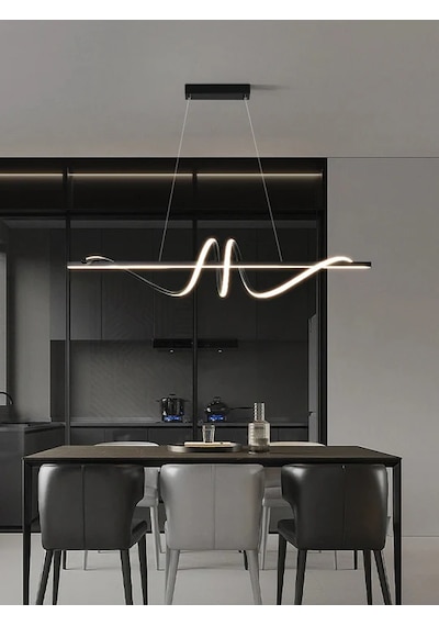 Modern Led Oturma Odası Kolye İşıkları Asılı Lamba İçin Yemek Masası Mutfak Vestiyer Ofis Ev Dekor Mobilya Minimalist 3043-q76-0w-er Siyah