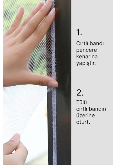 Tül Sineklik 125x75 Cm Tek Kanat Cırtlı Bant Ile Kolay Montaj & Pencere Sinekliği 125x75