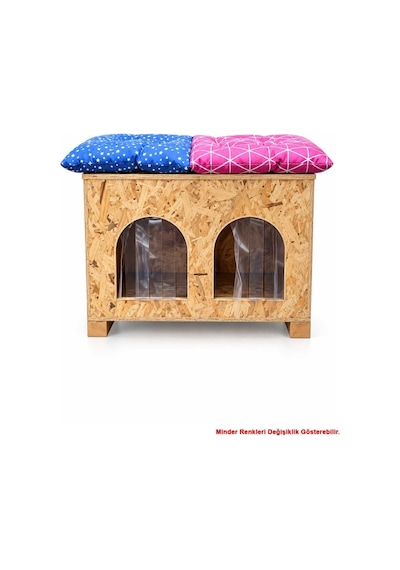 Reyo 2 Bölmeli 2 Minderli Yerden Yüksek Kedi Yuvası Su ve Isı Yalıtımı İç ve Dış Mekan Kedi Barınağı Osb Kedi Evi 61 x 41 x 36 CM CAT51M