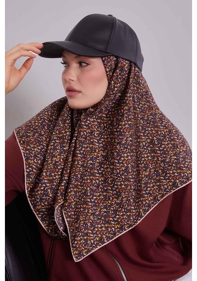 Levidor Mini Yazı Detayi Twill İpek Eşarp-0926 Kahve