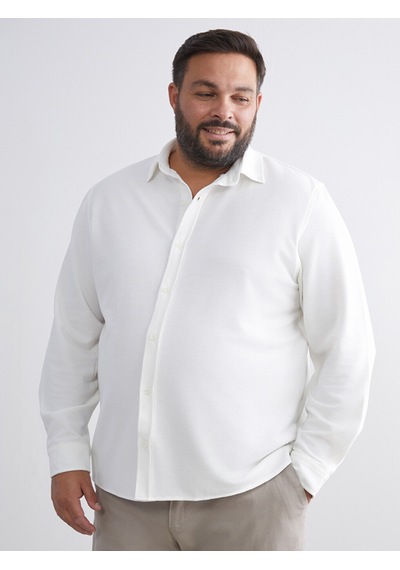 Lcw Vision Beyaz Büyük Beden Slim Fit Uzun Kollu Erkek Gömlek