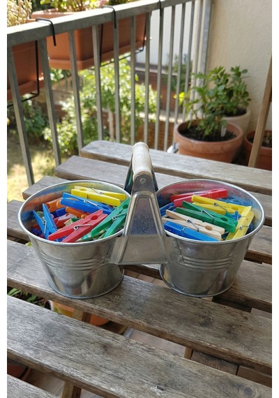 İkiz Saksılık Metal 10 Cm - Dekoratif Çiçeklik Kova Ve Çok Amaçlı Düzenleyici Renksiz