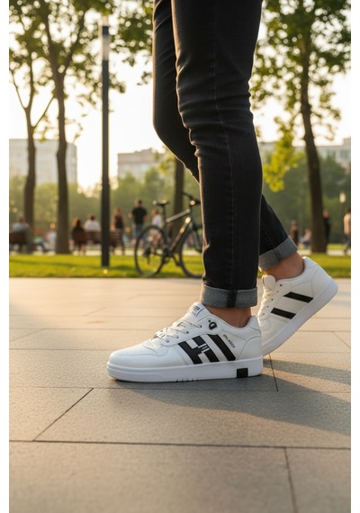 Enoch Erkek Şeritli Kolej Tarzı Spor Ayakkabı - Retro Street Sneaker Siyah