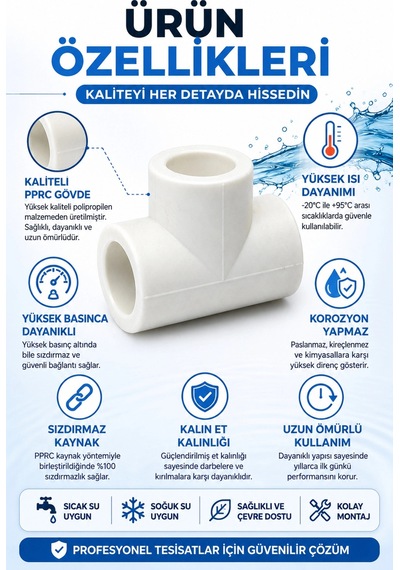 20 Mm Pprc Plastik T Boru Eki Te Bağlantı Parçası Sıcak Soğuk Su Tesisatı İçin Sızdırmaz T Ek 1 Adet Çok Renkli