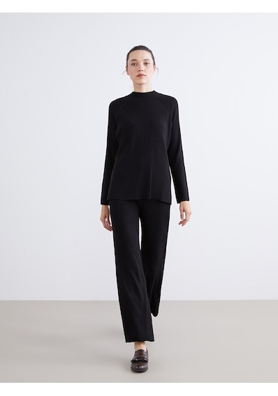 Lcw Comfort Siyah Beli Lastikli Kadın Triko Pantolon