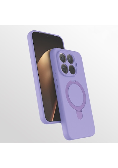 Xiaomi 15t Pro Kılıf M-safe Şarj Özellikli Standlı Silikon Samara Kapak Lila