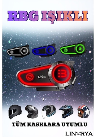 Blıc A30 2x Bluetooth Eşleşmeli Motosiklet Kask Kulaklığı Intercom Kulaklık
