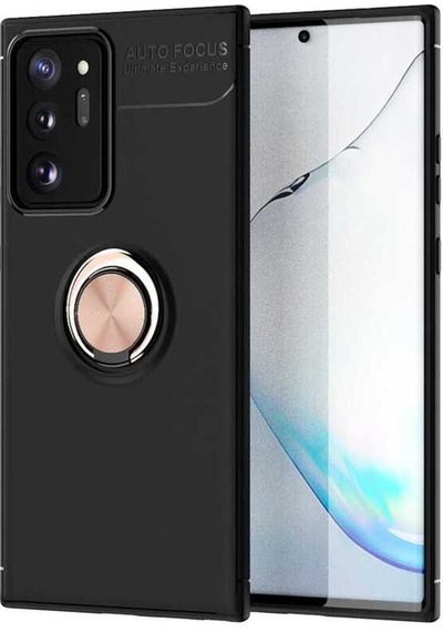 Galaxy Note 20 Ultra Kılıf Zore Ravel Silikon Kapak Siyah-Rose Gold