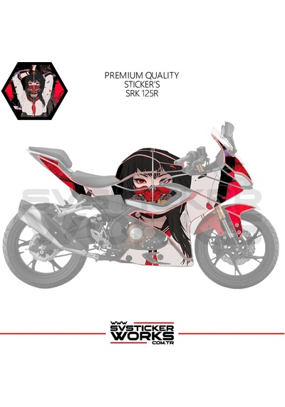 Rks Srk 125r Kaplama Sticker Katana Girl Motor Kaplama Modeli Hazır Kit Siyah