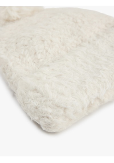 Koton Pon Pon Detaylı Peluş Bere Beyaz 6wak50147aa Beyaz
