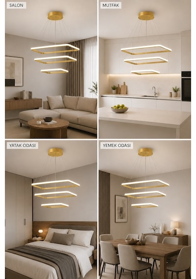AvizeGO Diva 3'lü Led Sarkıt Avize Beyaz Işık Eskitme