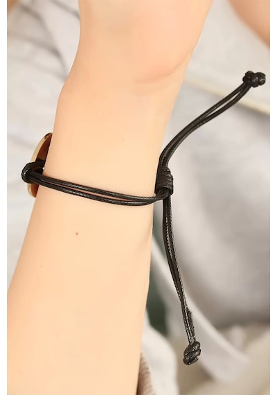 Love (Aşık) Siyah Deri İpli Unisex Mood Bileklik Çok Renkli
