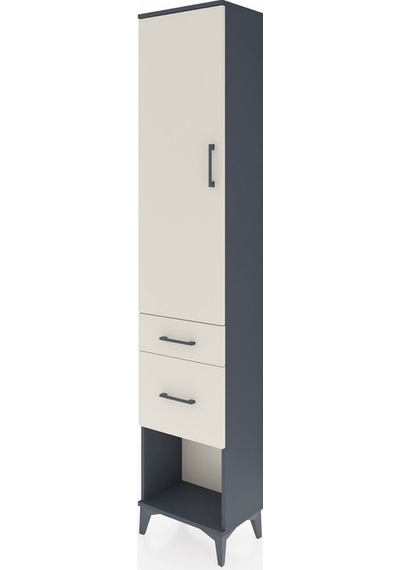 Arges Dolap 3 Raflı 2 Çekmeceli Tek Kapaklı 44x30x221 Antrasi... Antrasit