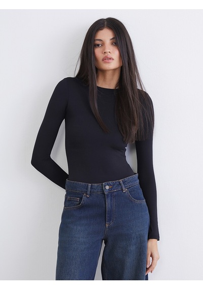 Lcw Vision Siyah Bisiklet Yaka Kadın Bodysuit