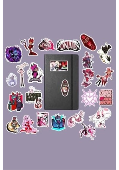 Hazbin Hotel V3 Sticker Paketi/bullet Journal Defter Çıkartma Ajanda Laptop Etiket, 787648768467 Abanoz