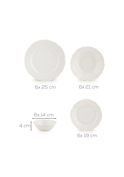 Porsima 4427 Tiffany Yemek Takımı 24 Parça 6 Kişilik Yemek Seti Beyaz
