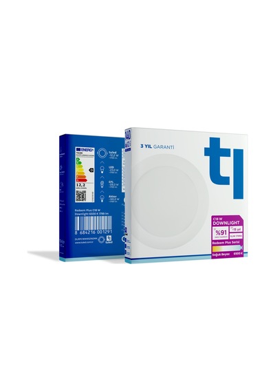 Redeem Plus C18W Downlight, Titreşimsiz, Göz Konforu, 1799 Lümen, Soğuk Beyaz, 6500 Kelvin Beyaz