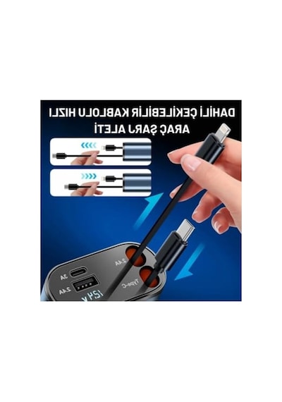 66w Hızlı Araç Çakmaklık Şarj Aleti, Kablolu Type-c Ve Lightning
