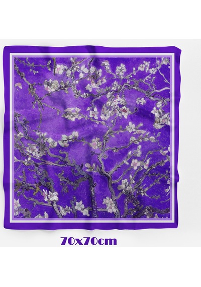 Mor Blossom Desen 70 70cm Bandana/fular Çok Renkli