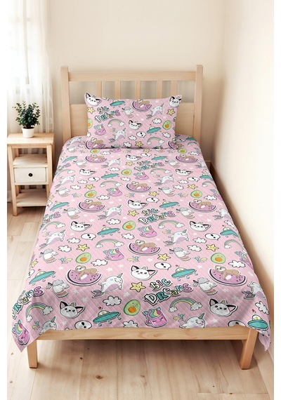 Evimde Bambaşka Pembe Unicorn Kız Çocuk Pike Takımı - Pastel Gökkuşağı Bebek Odası Mevsimlik Yatak Örtüsü-160x220 CM Evimde Bambaşka Pembe Unicorn Kız Çocuk Pike Takımı - Pastel Gökkuşağı Bebek Odası Mevsimlik Yatak Örtüsü-160x220 CM