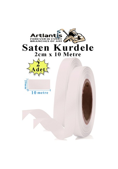 Beyaz Kurdele Saten 2 Cm 10 Metre 2 Adet Saten Kurdela Parlak Hediye Ve Süsleme Şeridi Süs Paketleme Çiçek Saç El