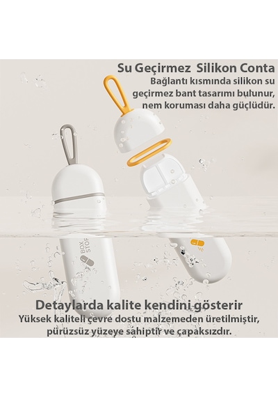 Ezere Taşınabilir 3 Bölmeli Nem Geçirmez Mini Hap,ilaç Saklama Kutusu - Bpa İçermez Beyaz