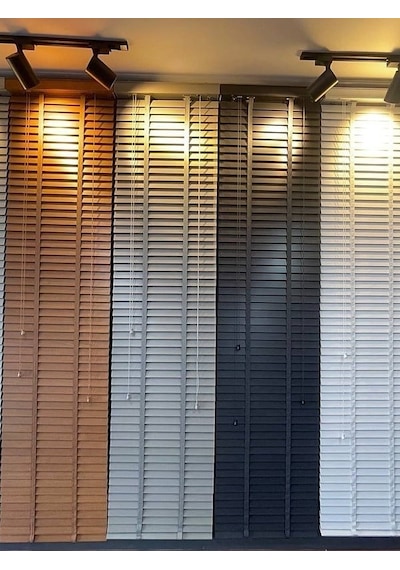 506 Gece Siyahı - 50mm Doğal Ahşap Jaluzi Perde - Sabit Ölçüler Siyah