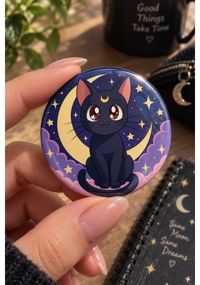 Sailor Moon 58mm 6'lı Rozet Seti Anime Usagi Luna Çanta Mont Ceket Rozeti Çok Renkli
