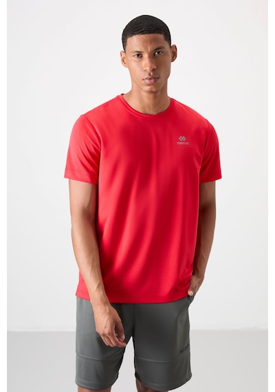 Tommy Life Kırmızı O Yaka Standart Kalıp Logo Desenli Aktif Spor Erkek T-shirt - 88255 Kirmizi