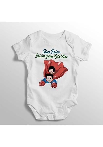 İmaj Tuğbababy Süper Babam Babalar Günün Kutlu Olsun Yazılı Baskılı Bebek Zıbını (520689097) Beyaz