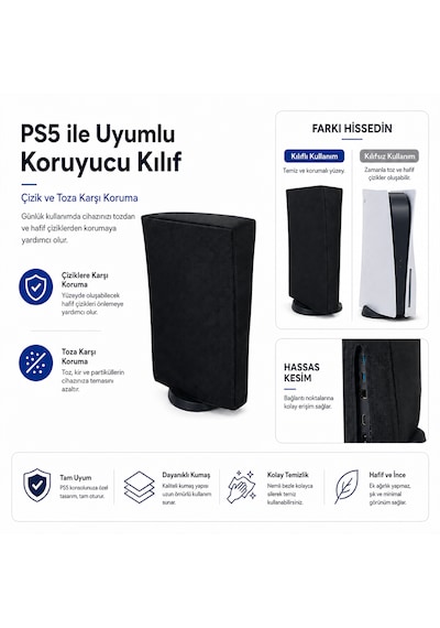 Microcase Ps5 İçin Su Toz Kir Çizik Koruma Kılıfı Al5643 Siyah